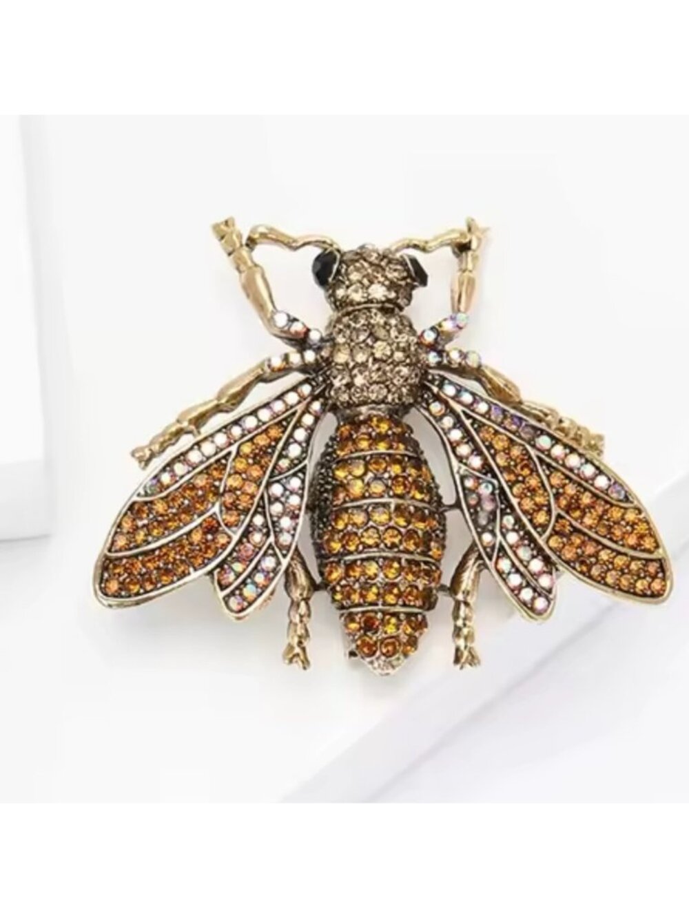 Brown Bee Crystal Brooch